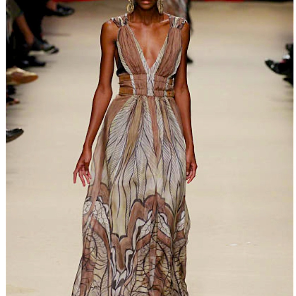BNWT Alberta Ferretti Runway Collection Silk Belted Maxi-Dress, IT 40 US 4 - Picture 2 of 16